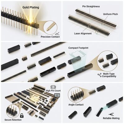 Dual Row Straight Male Pin Header Connector 2.54mm Pitch PCB Through-Hole 80-Pin Configuration