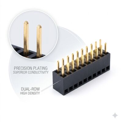 Двойной ряд 2,54 мм прямоугольный женский конектор 04P-80P Gold Flash PA6T PCB через отверстие