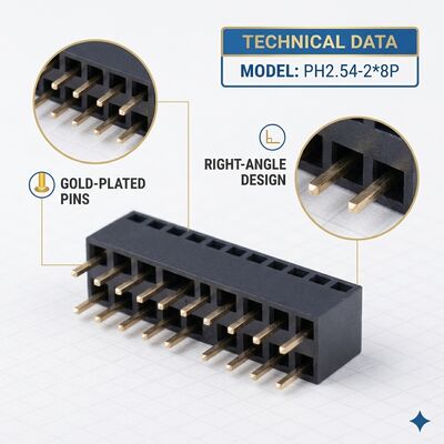Двойной ряд 2,54 мм прямоугольный женский конектор 04P-80P Gold Flash PA6T PCB через отверстие